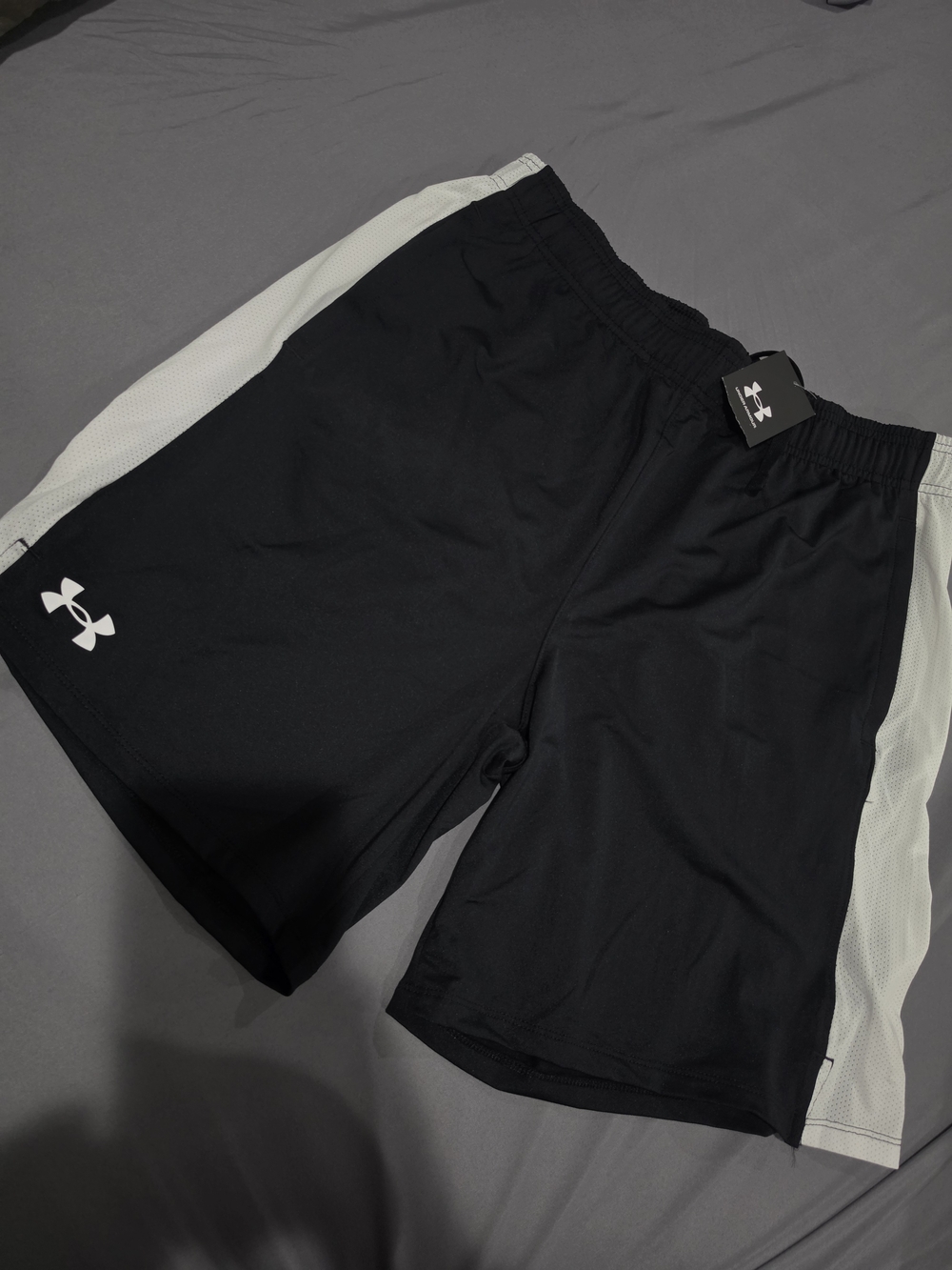 Under Armour Black Athletic Shorts with White Side Panels